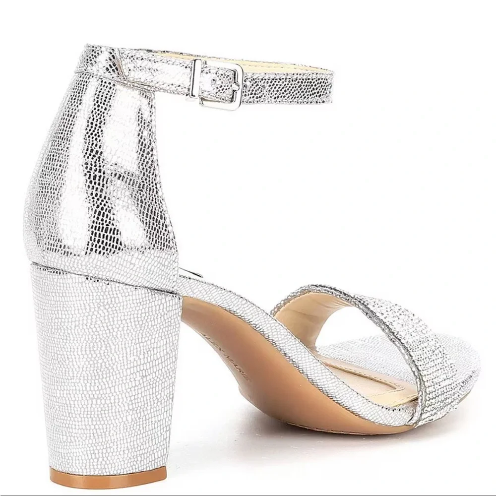 Alex Marie HalmarTwo Rhinestone Strap Block Heel Sandal